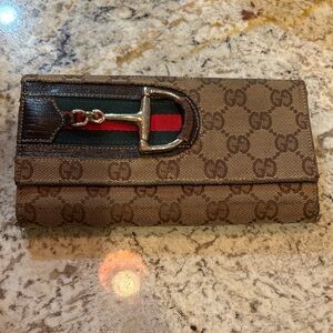 Gucci Brown and Black Monogram Wallet